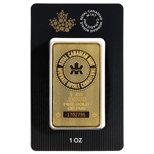Grcbar 1 1oz Royalcanadianmint Goldbar Inassay Obv 500x500 1