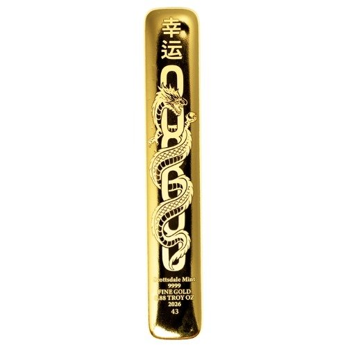 Gsc26luckydragon 8.88 2026 Sc Gold Lucky Dragon 8.88 Oz Cast Bar Front