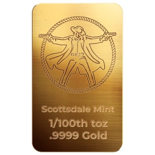 Gsccowboygunslingerbar 001 Sc Gold Cowboy Series The Gunslinger 1 100 Oz Bar Front