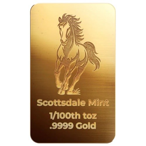 Gschorsebar 001 Sc Gold Scottsdale Horse 1 100th Oz Bar Front