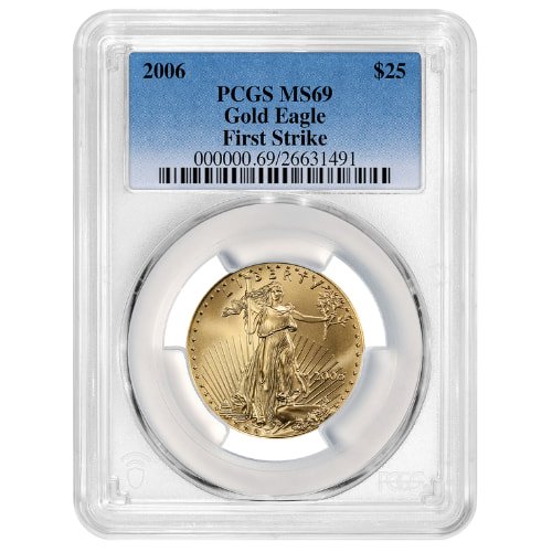 Gus06agepcgsms69fs 05 2006 Us Gold Eagle Pcgs Ms 69 First Strike 1 2 Oz Coin Front