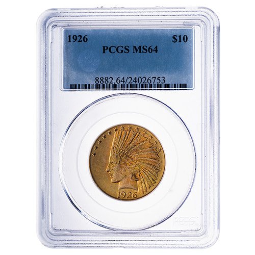 Gus10indian1926pcgsms64 04838 1926 10 Indian Eagle Gold Coin Pcgs Ms 64 Obverse