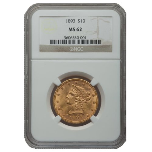 Gus10liberty1893ngcms62 04838 1893 10 Liberty Eagle Gold Coin Ngc Ms 62 Front