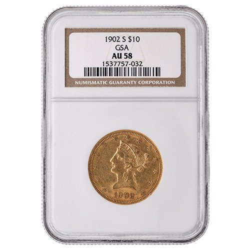 Gus10liberty1902sngcau58fromgsa 04838 1902 S Us Gold Coin 10 Liberty Ngc Au58 Fromgsa Obv 500x500 1