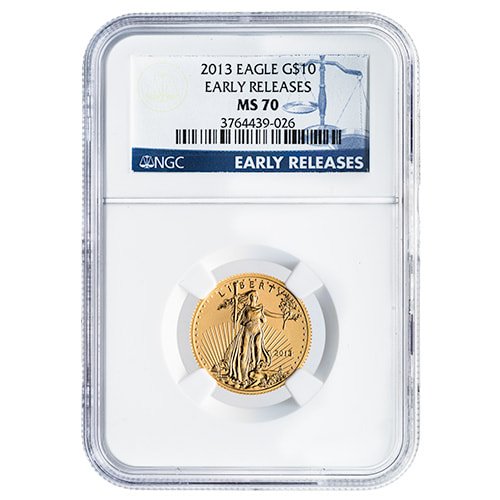 Gus13agengcms70er 025 2013 Us Gold Eagle Ngc Ms 70 Early Releases 1 4th Oz Coin Obverse