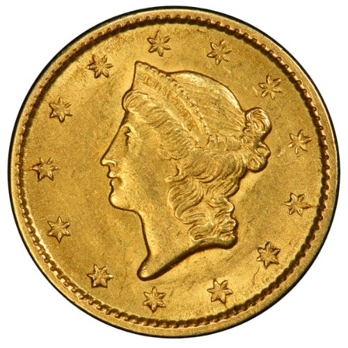 Gus1libertytype1au 004837 Us Gold Liberty 1 Coin Au Type I Random Year Obv