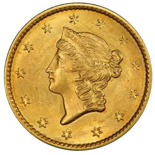 Gus1libertytype1bu 004837 Us Gold Liberty 1 Coin Bu Type I Random Year Obv