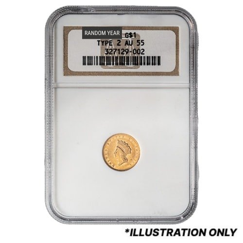Gus1libertytype2ngcau55 004837 Us Gold Liberty 1 Ngc Au 55 Type Ii Random Year Obverse