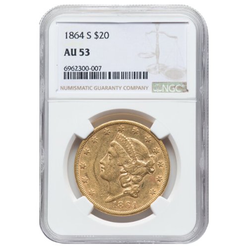 Gus20liberty1864ngcau53 09675 1864 Us Liberty Double Eagle 20 Coin Ngc Au 53 Obverse