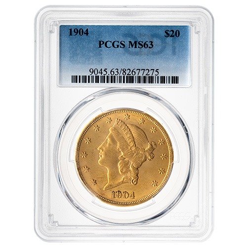 Gus20liberty1904pcgsms63 09675 1904 Us Gold Liberty Double Eagle 20 Coin Pcgs Ms 63 Front