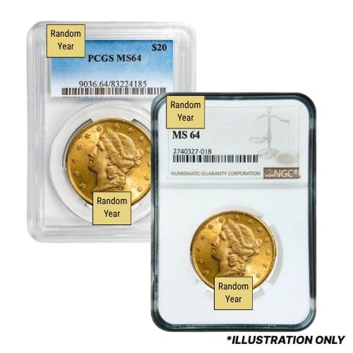 Gus20libertyms64 09675 Us Gold 20 Liberty Ngc Pcgs Ms 64 Random Year Main