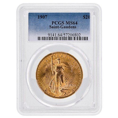 Gus20stgaud1907pcgsms64 09675 1907 Us Gold Stgaudendoubleeagle 20coin Pcgs Ms64 Obv 500x500 1