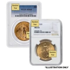 $20 MS-64 St. Gaudens Double Eagle Gold Coin (NGC or PCGS) - Random Year