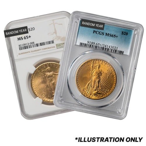 Gus20stgaudms65plus 09675 Us Gold St. Gaudens 20 Coin Ngc Pcgs Ms 65 Random Year Front