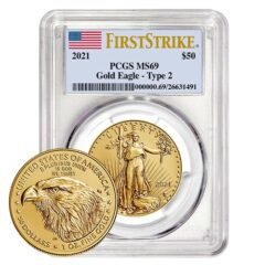 2021 1 oz PCGS MS-69 First Strike Type 2 American Gold Eagle Coin