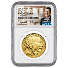 2024-W NGC PF-70 First Day of Issue 1 oz American Gold Buffalo Proof Coin - Exclusive Reagan Label