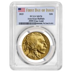 2025 PCGS MS-70 First Day of Issue 1 oz American Gold Buffalo Coin - Flag Label