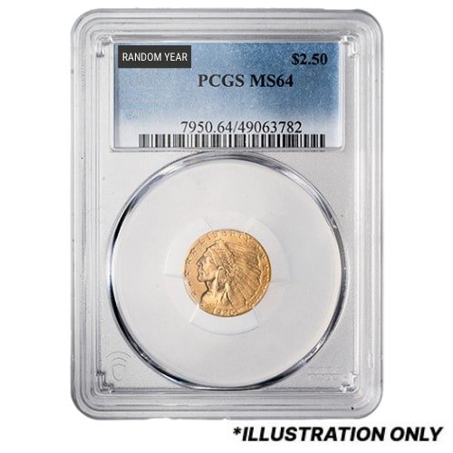 Gus25indianpcgsms64 01209 Us Gold Indian 2.50 Coin Pcgs Ms 64 Random Year Obverse