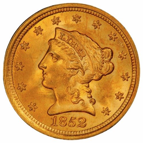 Gus25liberty1852au 01209 1852 Us Gold Liberty Au 2.50 Coin Obv