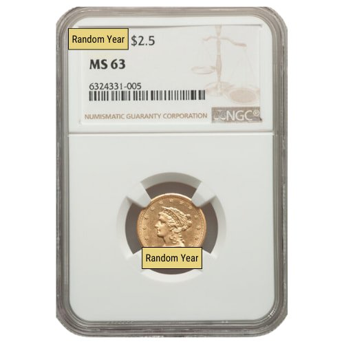 Gus25libertyngcms63 01209 Us Gold Liberty Quarter Eagle 2 50 Coin Ngc Ms 63 Random Year Front