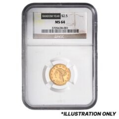 NGC MS-64 $2.50 Liberty Quarter Eagle Gold Coin - Random Year