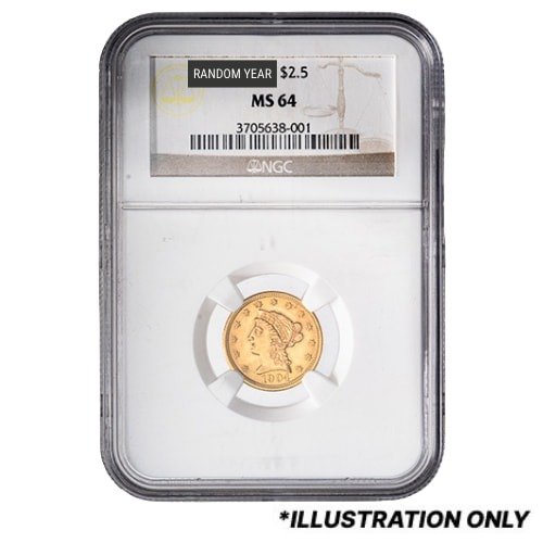 Gus25libertyngcms64 01209 Us Gold Liberty 2.50 Ngc Ms 64 Random Year Obverse 1