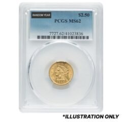PCGS MS-62 $2.50 Liberty Quarter Eagle Gold Coin - Random Year