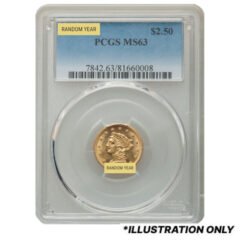 PCGS MS-63 $2.50 Liberty Quarter Eagle Gold Coin - Random Year
