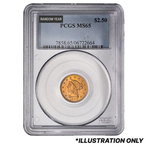 Gus25libertypcgsms65 01209 Us Gold Liberty 2.50 Pcgs Ms 65 Random Year Obverse