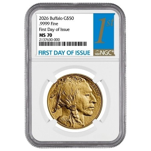 Gus26buffngcms70fdoi 1 2026 Us Gold Buffalo Ngc Ms 70 First Day Of Issue 1 Oz Coin Front