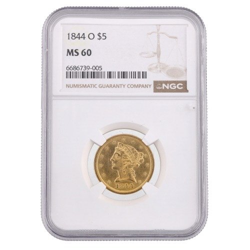 Gus5liberty1844ongcms60 02419 1844o Us Gold Liberty 5 Ngc Ms60 1 Sdbullion Gold Obv 500x500 1
