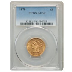 1879 PCGS AU-58 $5 Liberty Half Eagle Gold Coin