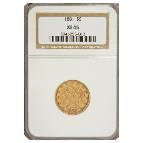 Gus5liberty1881ngcxf45 02419 1881 Us Gold Liberty Half Eagle 5 Coin Ngc Xf 45 Front
