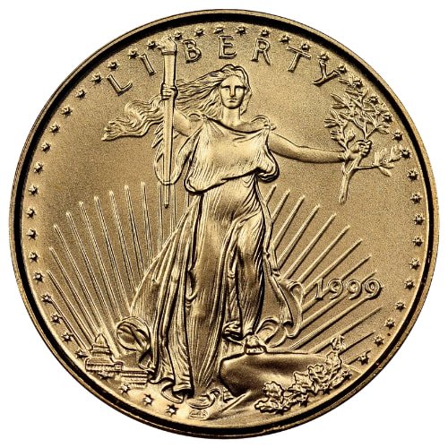 Gus99age 010 1999 Us Gold Eagle 1 10 Oz Coin Obverse