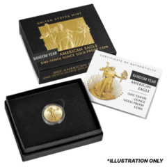 1/10 oz American Gold Eagle Proof Coin with Box & COA - Random Year