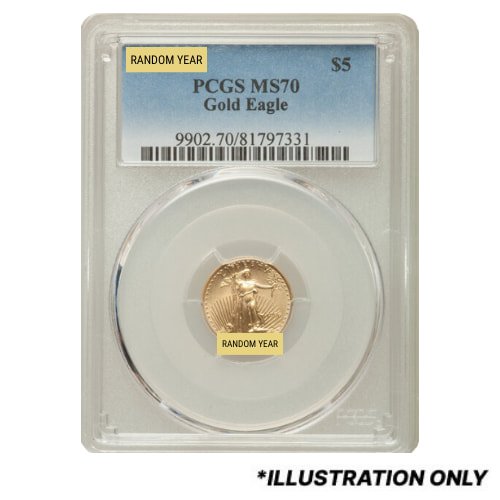 Gusagepcgsms70 010 Random Us Gold Eagle 1 10 Oz Pcgs Ms 70 Coin Front