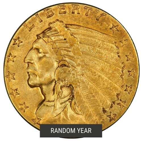 Gusindianau 01209 Us Gold Coin 2.50 Indian Au Random Year Front