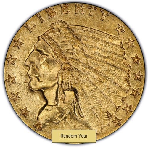 Gusindiancln 01209 2.50 Indian Quarter Eagle Gold Coin Cleaned Jewelry Random Year Obv
