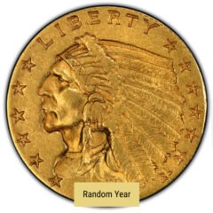 $2.50 Indian Quarter Eagle Gold Coin (XF) - Random Year