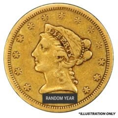 $2.50 Liberty Quarter Eagle Gold Coin (Cleaned/Jewelry) - Random Year