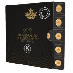 2019 25x1 Gram Canadian Gold Maplegram25™ Coin Sheet - in Assay