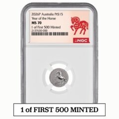 2026 NGC MS-70 1 of First 500 Minted 1/10 oz Year of the Horse Platinum Coin - Lunar Series III