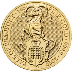 2019 1 oz Queen's Beasts The Yale of Beaufort Gold Coin