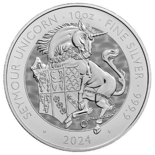 Sbr24tbunicorn 10 2024 10 Oz Tudor Beast Seymour Unicorn Silver Coin Obverse