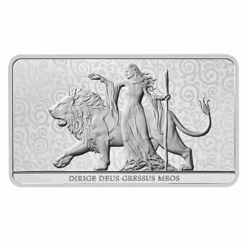Sbr24unalionbar 10 2024 Br Silver Una And The Lion 10 Oz Bar Obverse