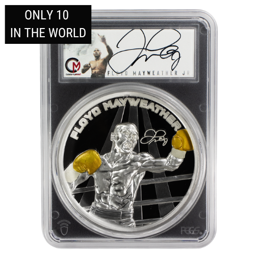 Sci24mayweatherpcgsgp 10 Celebrity Mint 2024 Floyd Mayweather Jr. Signature Series Pcgs Gem Proof 10 Oz Limited To 10 Fronty