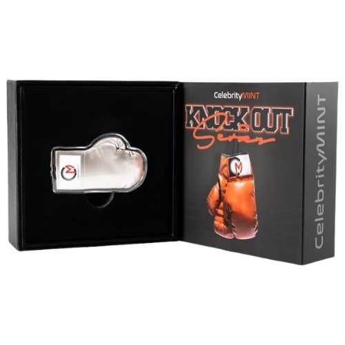 Sciboxingglove 2a Celebrity Mint Silver Knock Out Series Boxing Glove 2 Oz Antique Box1
