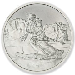 1.5 oz Skiing Santa Silver Round