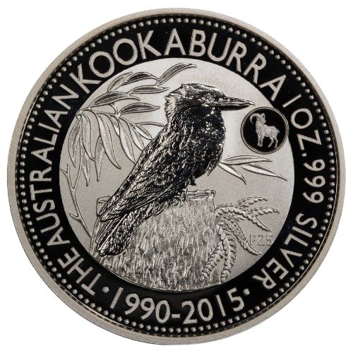 Spe15kookgoatpriv 1 2015 Pe Silver Kookaburra W Lunar Goat Privy 1 Oz Coin Rev