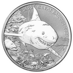 2022 2 oz Great Barrier Reef - Great White Shark Silver Coin